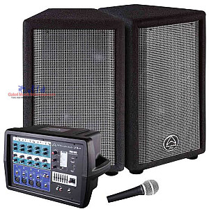 Wharfedale Pro PMX700 System Powered Mixer 2x 12 inch PA Speakers and Microphone
